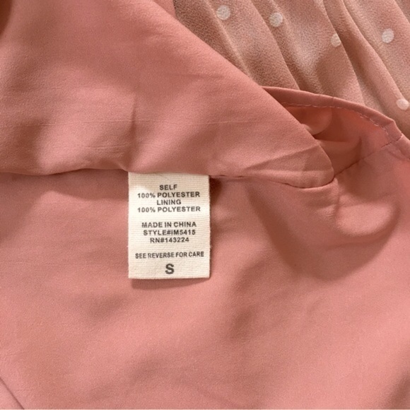 ILLA ILLA Hope’s Blush Polka Dot Long Sleeves Pleated Relaxed Fit Midi Dress - Picture 11 of 16